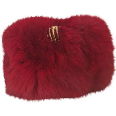 Other Designer Clutch Bag Fur in Red