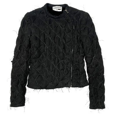 Yves Saint Laurent Jacke/Mantel aus Leder in Schwarz