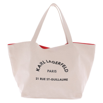 Karl Lagerfeld Shopper aus Baumwolle in Creme