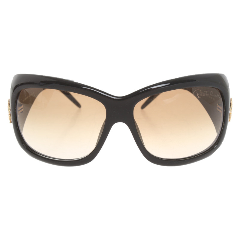 Accessoires Zonnebrillen Hoekige zonnebrillen Roberto Cavalli Hoekige zonnebril zwart-goud casual uitstraling 