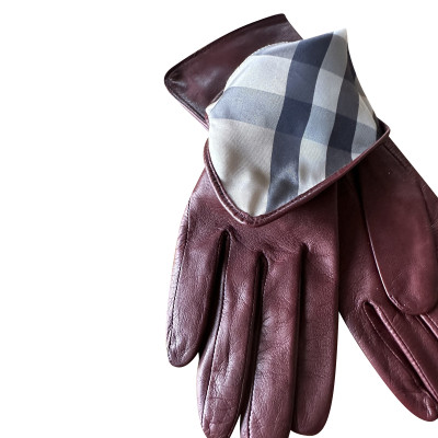 Burberry Gloves Leather in Bordeaux
