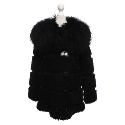 Longchamp Jacke/Mantel aus Pelz in Schwarz