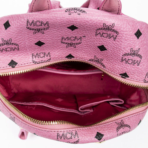 MCM Damen Rucksack aus Canvas in Rosa / Pink | Second Hand