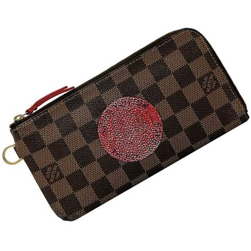 LOUIS VUITTON Damier Ebene Complice Trunks and Bags Wallet Red