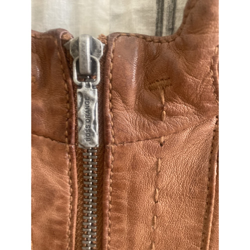 BOSS ORANGE Women's Jacket/Coat Leather in Brown Size: DE 36