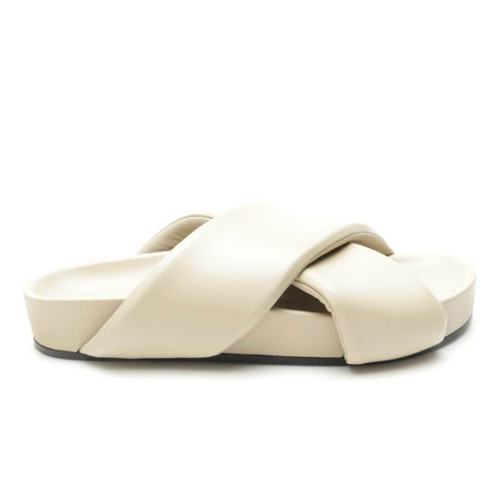 JIL SANDER Damen Sandalen aus Leder in Weiß Größe: EU 43