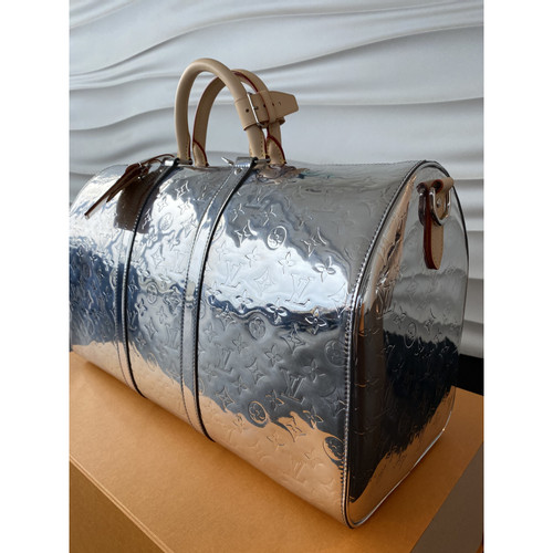 LOUIS VUITTON Women's Keepall 50 Miroir Leather in Silvery