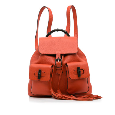 Gucci Bamboo Backpack Leer in Oranje