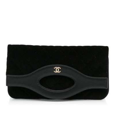 Chanel Clutch aus Seide in Schwarz
