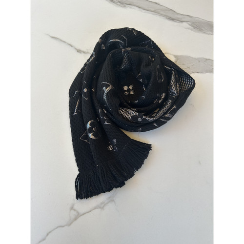 Sciarpa Louis Vuitton Logomania Shine nera Black Silk Polyester
