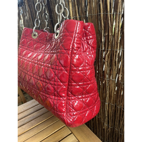 Christian Dior Red Quilted Patent Leather Dior Soft Shopping Tote
