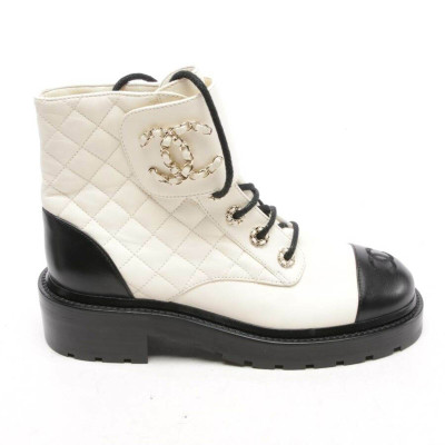 Chanel Ankle boots Leather in White