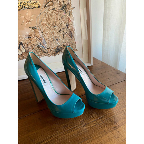 MIU MIU Women's Sandals Patent leather in Turquoise