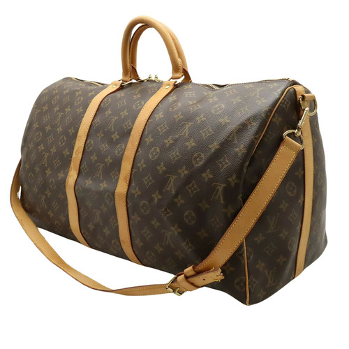 LOUIS VUITTON Donna Keepall 55 Bandouliere in Tela in Marrone