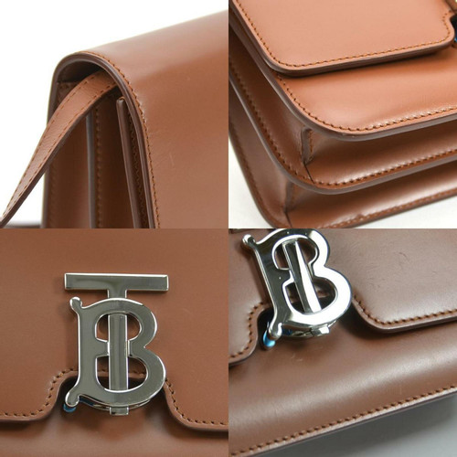 Burberry Malt Brown Tb Leather Bag