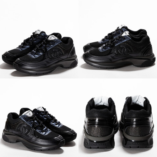 CHANEL Damen Sneakers aus Leder in Schwarz Größe: EU 38