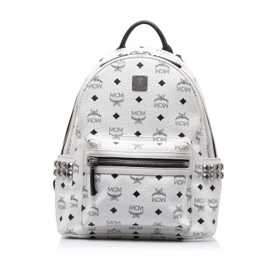 Mcm Stark Side Studs Backpack Canvas in White