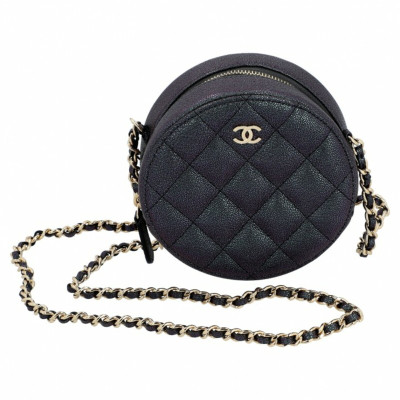 Chanel Round as Earth Crossbody Bag Leather in Black