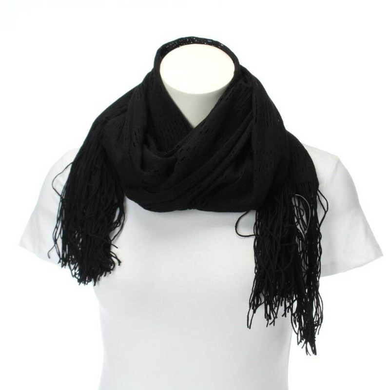 WOLFORD Women s Scarf Shawl Cotton in Black Second Hand