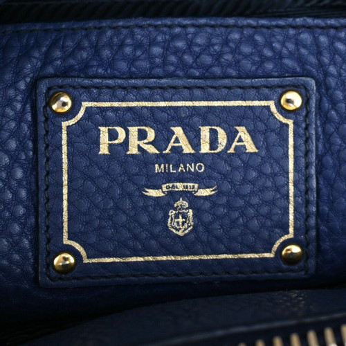 PRADA Damen Vitello Daino aus Leder in Blau | Second Hand