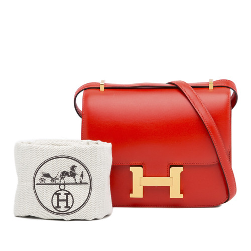 HERMÈS Damen Umhängetasche aus Leder in Rot | Second Hand