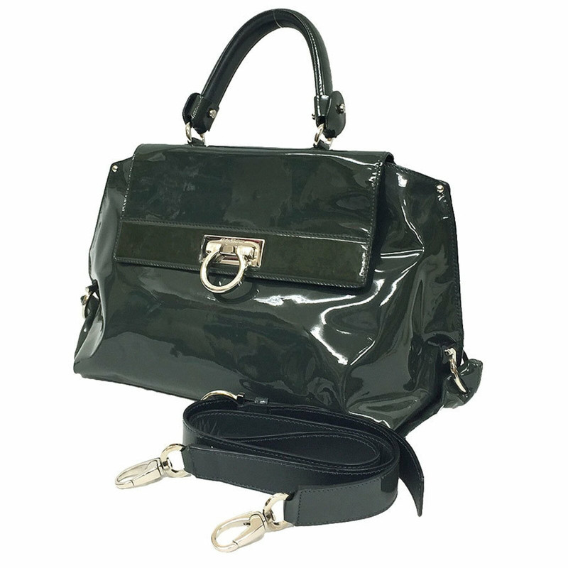 Gancini Patent leather in Green