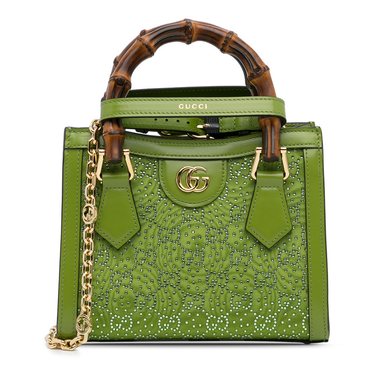 GUCCI Dames Schoudertas Canvas in Groen Tweedehands