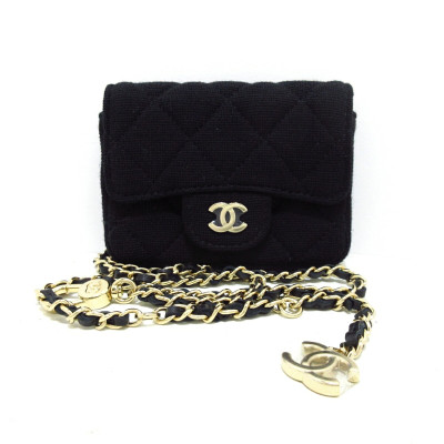 Chanel Umhängetasche aus Baumwolle in Schwarz