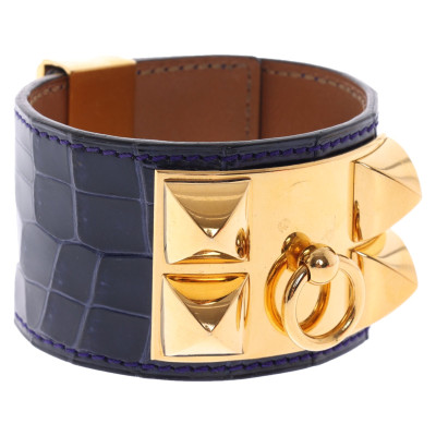 Hermès Collier de Chien Armband Leather in Blue