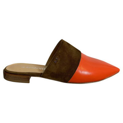A. Testoni Sandals Leather in Orange