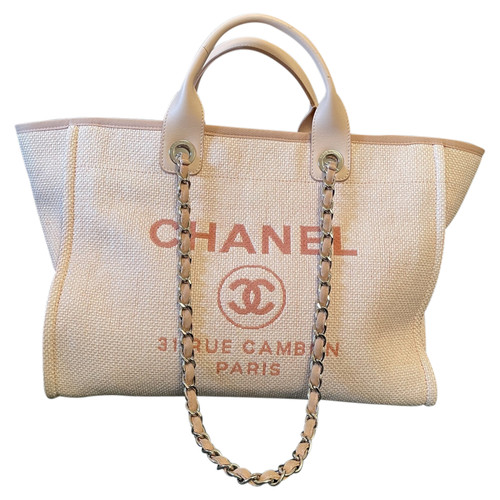 CHANEL Women's Deauville Tote aus Canvas in Rosa / Pink