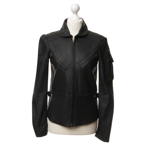 CLOSED Dames Leren jas in zwart in Maat: XS | Tweedehands
