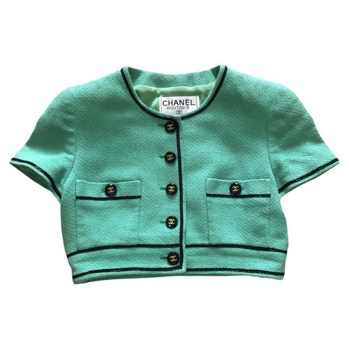 CHANEL Women's Jacket/Coat Cotton in Green Size: FR 38