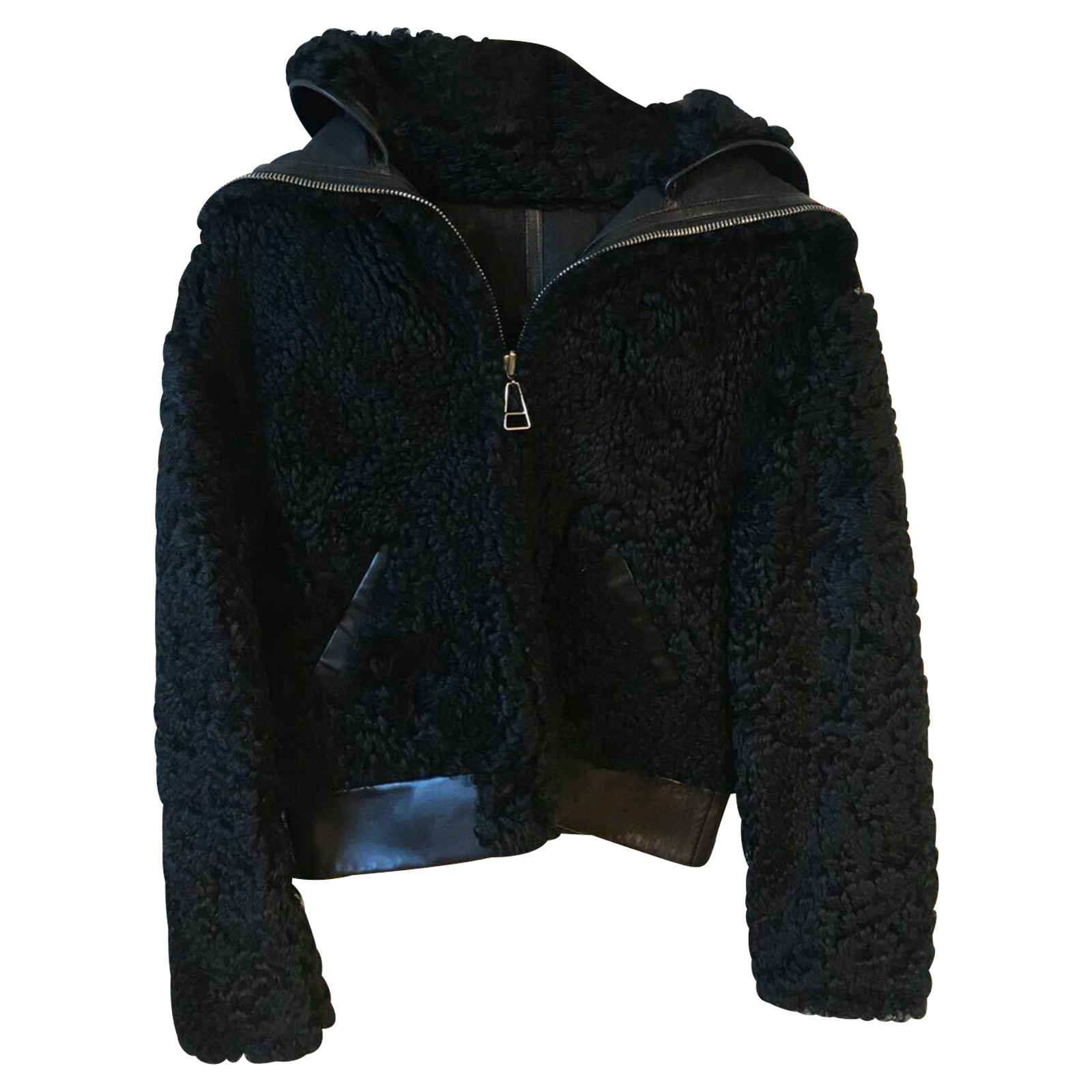 BALENCIAGA Women's Jacket/Coat Fur in Black Size: IT 40