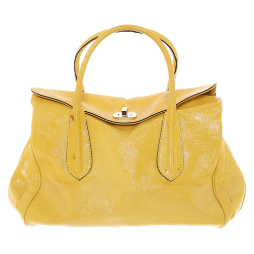 ABRO Damen Handtasche aus Lackleder in Gelb | Second Hand