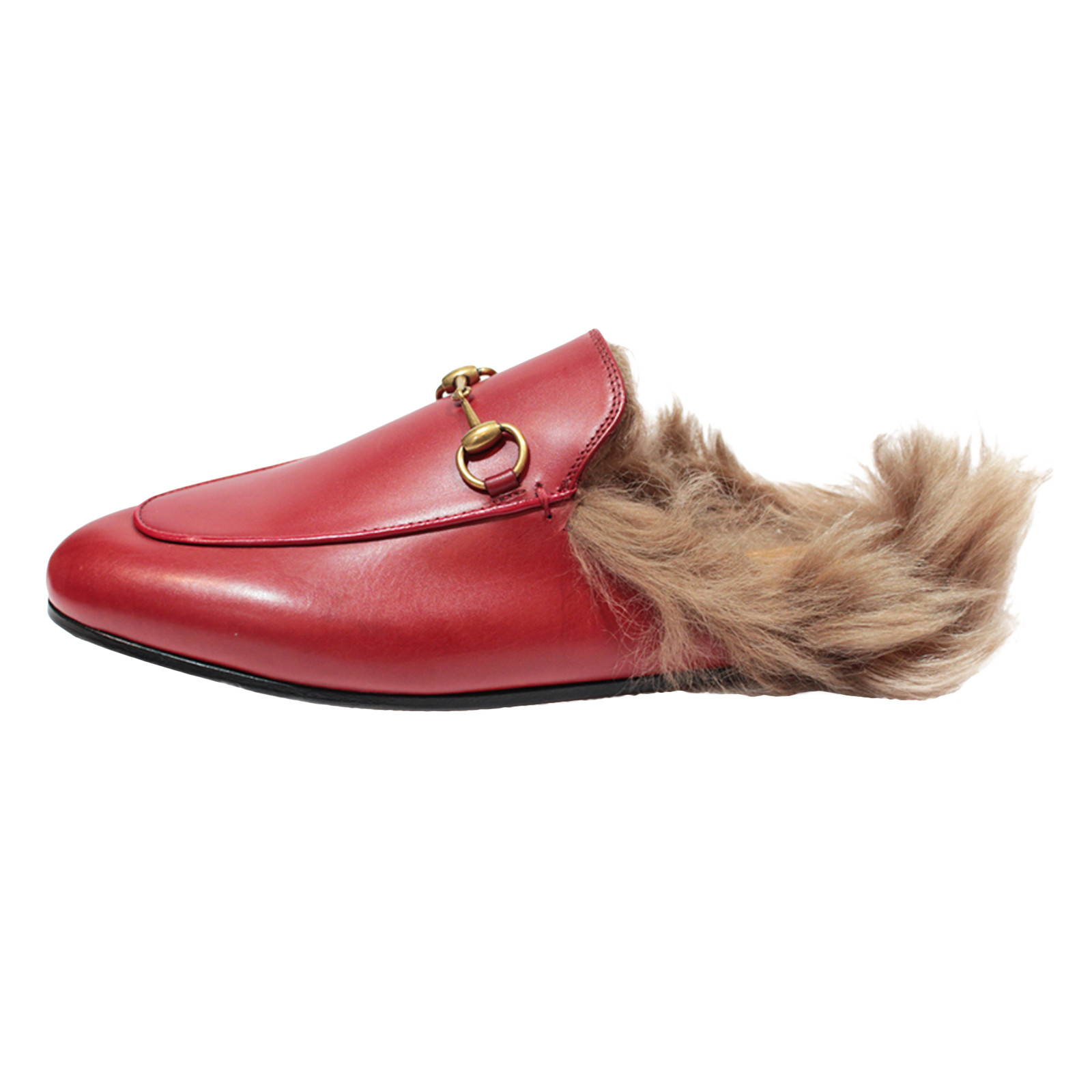 Gucci Princetown Slipper mit Fell aus Leder in Rot - Second Hand Gucci  Princetown Slipper mit Fell aus Leder in Rot buy used for 550€ (7608651)