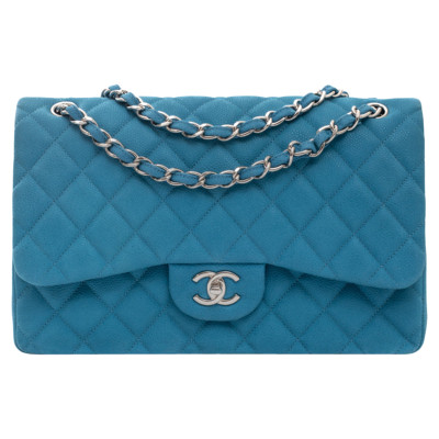 Chanel Classic Flap Bag aus Leder in Türkis