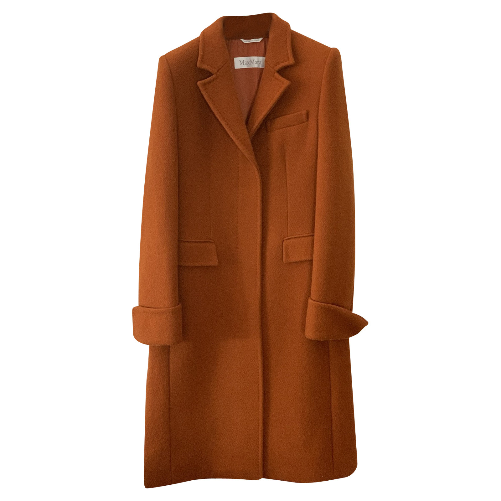 MAX MARA Women's Jacket/Coat Wool in Orange Size: IT 42
