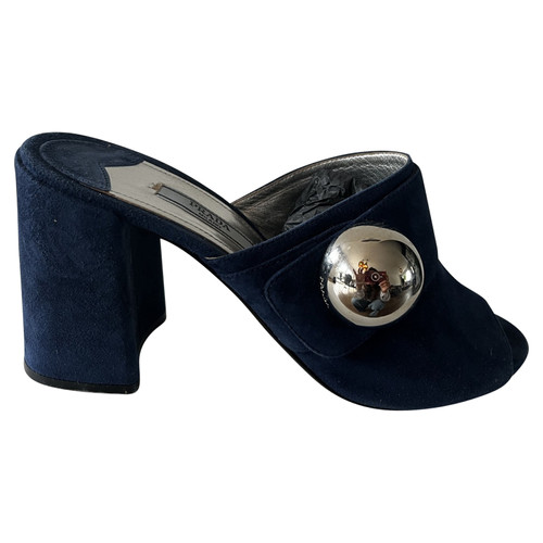 PRADA Damen Sandalen aus Leder in Blau Größe: EU 38,5
