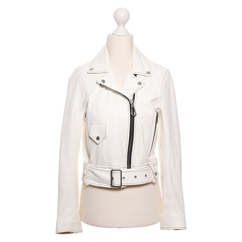SANDRO Femme Veste/Manteau en Cuir en Blanc en Taille: S