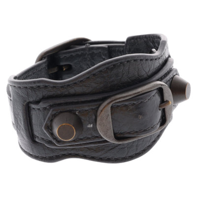 Balenciaga Armreif/Armband aus Leder in Grau