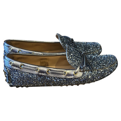 Car Shoe Slippers/Ballerina's Leer in Blauw