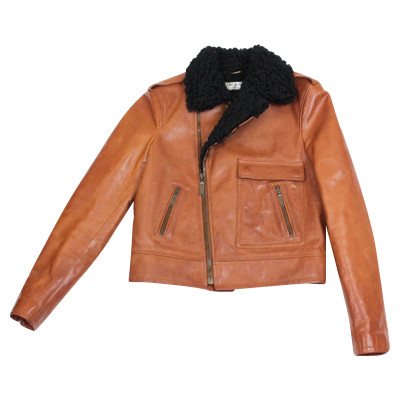Saint Laurent Jacket/Coat Leather in Brown