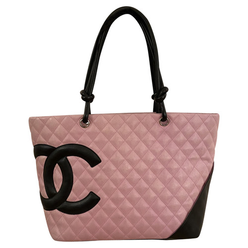chanel pink and black handbag