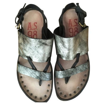 A.S.98 Sandalen aus Leder in Silbern