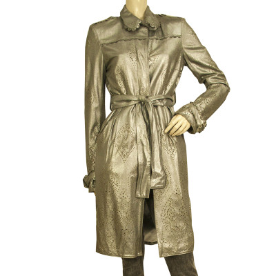 Emilio Pucci Jacket/Coat Leather in Silvery