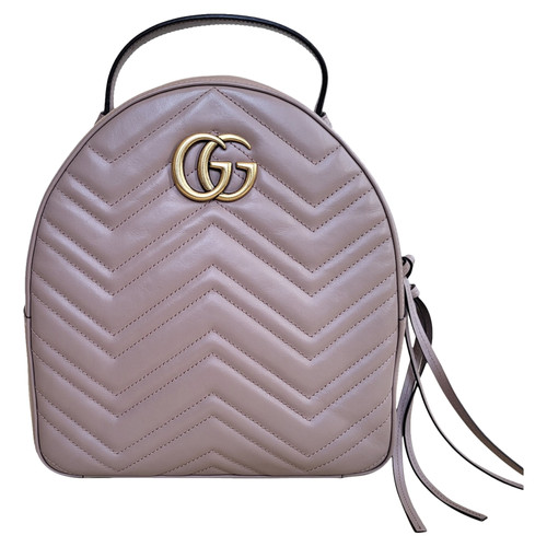 GUCCI Donna Marmont Backpack in Pelle in Beige