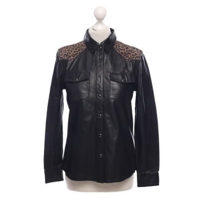 All Saints Top Leather in Black