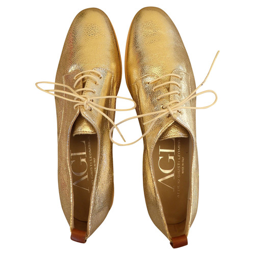AGL Damen Schnürschuhe aus Leder in Gold Größe: EU 41