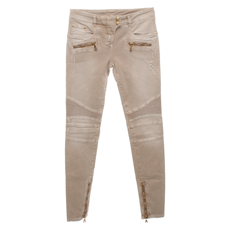 balmain biker jeans khaki